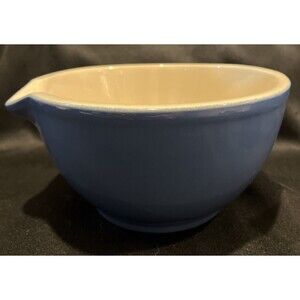Vintage Deltis 2 Qt. Stoneware Mixing Bowl Blue with Spout Made in Portugal
